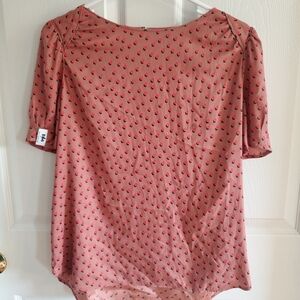 Ann Taylor Pink Puff Sleeve Blouse with Peter Pan Collar. Size m